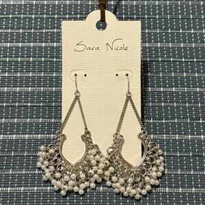 NEW Sara Nicole Faux Pearl Chandelier Dangle Earrings